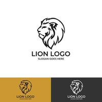 enojado, rugido, cabeza de león, blanco y negro, diseño de logotipo vectorial, ilustración, plantilla vector