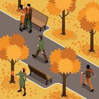 Autumn Park Walk Composition vector