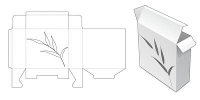 caja de embalaje con plantilla troquelada de hierba estarcida vector