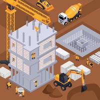 Construction Isometric Background vector