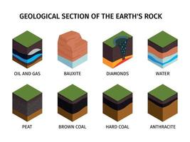 conjunto de composición geológica isométrica vector