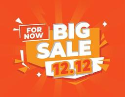 big sale 1212 year-end shopping day on orange background. Discount promotion layout banner template design Vector illustration