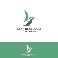 Ilustración de vector de diseño de icono de hoja de logotipo de pájaro