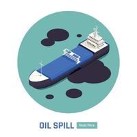 Tanker Oil Spill Isometric Icon vector