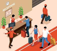 Isometric Hotel Reception vector