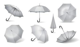 White Realistic Umbrella Icon Set vector