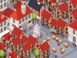 Medieval Architecture Isometric Background vector