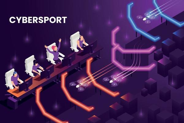 Cyber Game Isometric Background