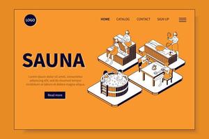 Sauna Isometric Landing Page vector