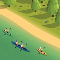 Canoeing Kayaking Isometric Composition vector