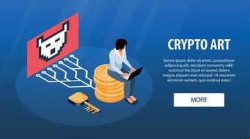 Crypto Art Horizontal Banner vector