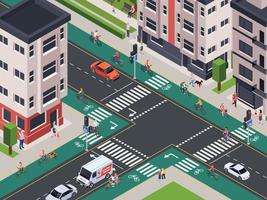 Bicycle Lanes Isometric Illustration vector