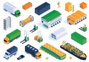 Logistics Isometric Icons Collection vector