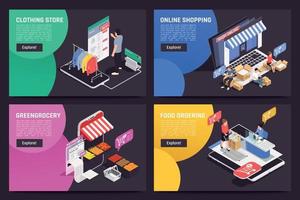 Online Shopping Isometric Concept vector