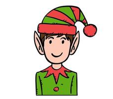 Cartoon style vector illustration of Elf avatar. Doodle of Elf is isolated on transparent background.