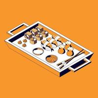Asian Food Menu Isometric Composition vector