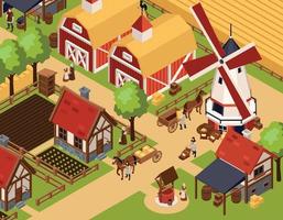 Medieval Rural Architecture Background vector