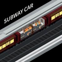 vista isométrica del vagón subterráneo del metro vector
