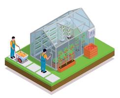 Modern Greenhouse Isometric Colored Composition vector