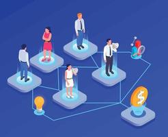 Marketing Technologies Isometric Flowchart vector