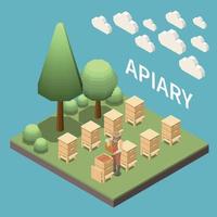 Apiary Isometric Background vector