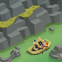 Canoeing Kayaking Rafting Isometric Composition vector