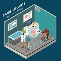 Brain Implants Technologies Isometric Composition vector