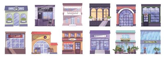 Facades Flat Set vector