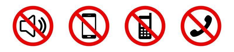 Off Sound on phone. Silent mode on the smartphone. Forbidden use cellphone. Vector warningstyle