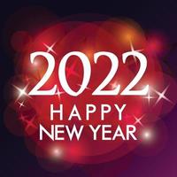 Happy New Year 2022 from colorful sparkle on black and purple background vector