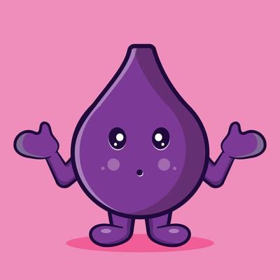 kawaii Fig fruit mascot with confused gesture isolated cartoon in flat style