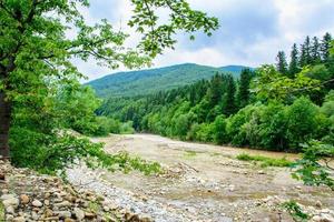 A wonderful landscape in the Carpathians with a river on the background