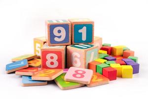 Math number colorful on white background, education study mathematics learning teach concept. photo