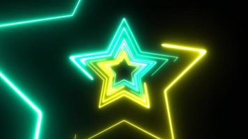 Neon half star technology looping 3D room background photo