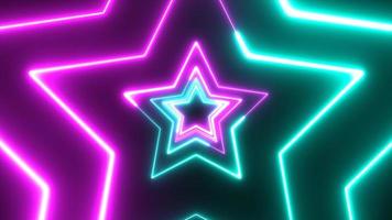 Neon star technology looping 3D room background photo