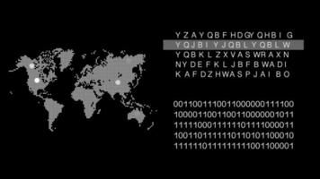 Concepto de tecnología de mapa mundial con fondo de parpadeo de destino con código de estado funcionando foto