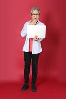 Man in Red Background photo