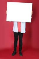 Man in Red Background photo