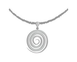 Colgante de joyería de plata en forma de espiral en una cadena sobre un fondo blanco. vector