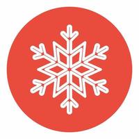 icono de copo de nieve estilo de círculo rojo vector