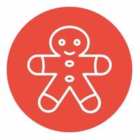 Gingerbread Man Icon Red Circle Style vector