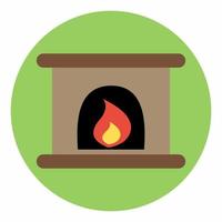 Fireplace Icon Flat Style vector