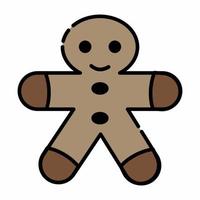 Gingerbread Man Icon Flat Line Style vector