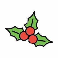 Holly Icon Flat Line Style vector