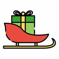 Sleigh Icon Flat Line Style vector