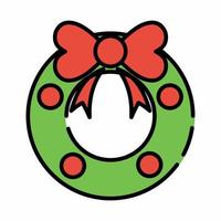 Wreath Icon Flat Line Style vector