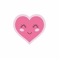 Pink heart with face and eyes for Valentine's day. Smile in the form of a heart by February 14. Cute wind illustration in cartoon style. vector
