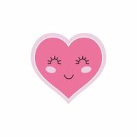 Pink heart with face and eyes for Valentine's day. Smile in the form of a heart by February 14. Cute wind illustration in cartoon style. vector