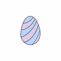 Blue Easter egg with a pattern. Drawing an egg in a linear style. Doodle illustration for the Easter holiday. Element for decorating a postcard. vector