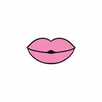 Beautiful women's lips with pink lipstick. A woman's kiss. Vector icon for Valentine's day.